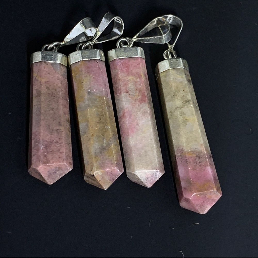 Natural Rhodonite 925 Silver Pendants NWOT - Picture 2 of 16